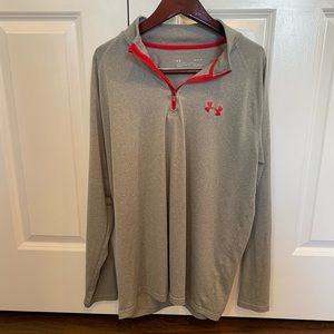 Under Armour Gray and Red Quarter (1/4) Zip Lightweight Pullover